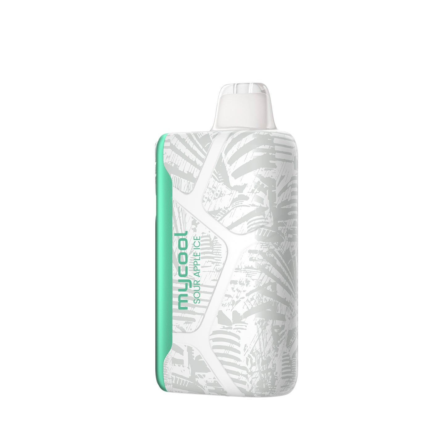 Adjust MyCool Sour Apple Ice 40K Puffs Disposable Vape- Featuring a sleek design with white and green accents, this adjustable disposable vape delivers a smooth Sour Apple Ice flavor with customizable cooling levels. 40K puffs, 5% nicotine strength, and a cooling feature with 5 adjustable levels. Nicotine warning label included for safety.