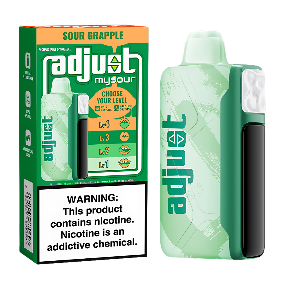 Sour Grapple Adjust MySour: Sweet Tart Vape with 40K Puffs Sour Grapple Adjust MySour: Sweet Tart Vape with 40K Puffs