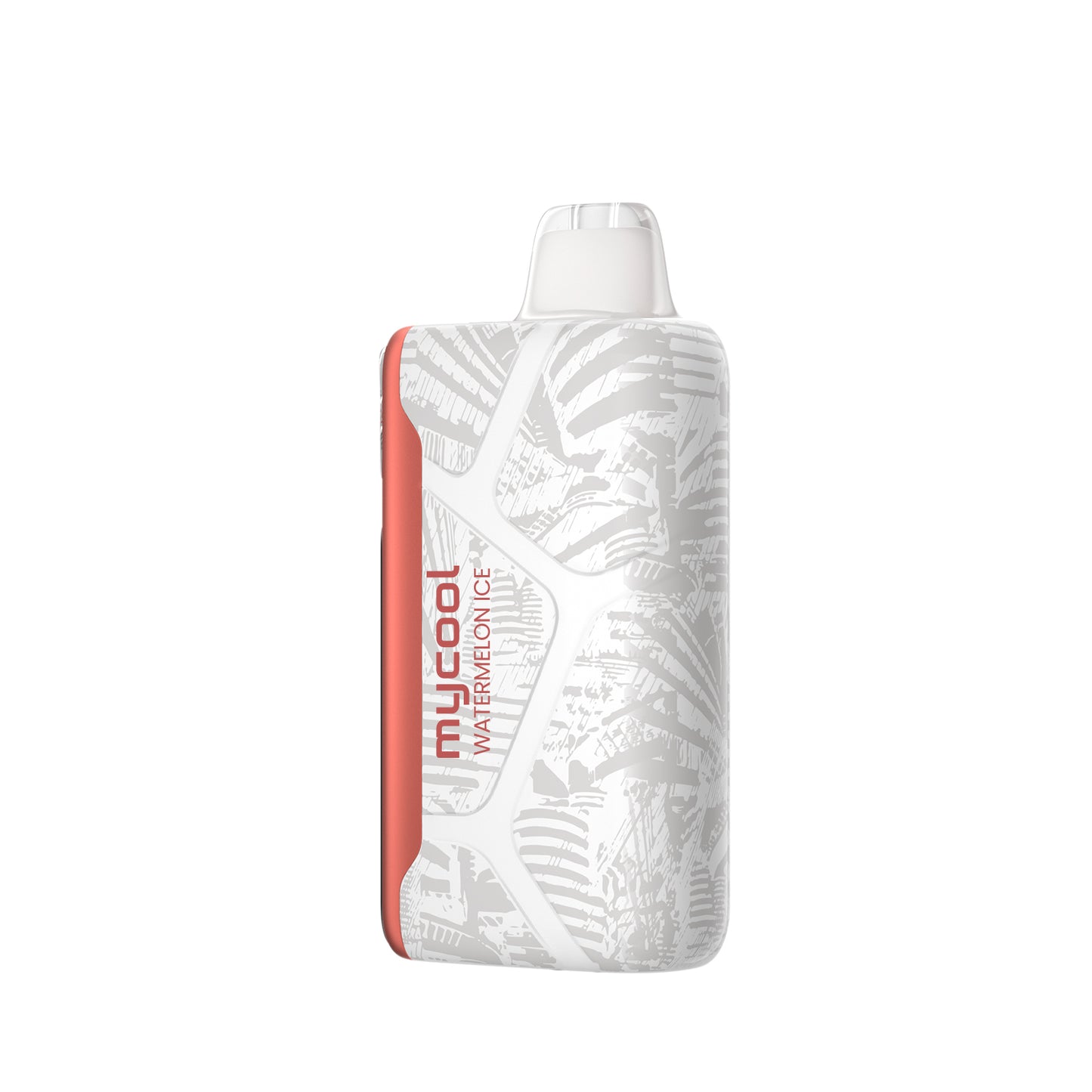 Adjust MyCool Watermelon Ice 40K Puffs Disposable Vape - White and coral-colored device featuring watermelon flavor with adjustable cooling levels, 5% nicotine strength, and a vibrant design, with a clear display of customizable options.