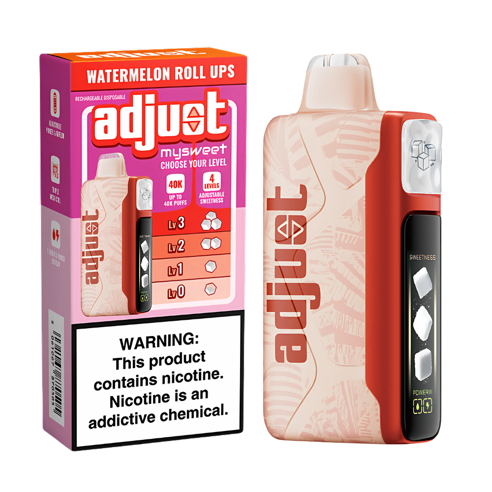Adjust Vapes' Watermelon Roll Ups 40K Puffs Sweet & Juicy Adjust Vapes' Watermelon Roll Ups 40K Puffs Sweet & Juicy