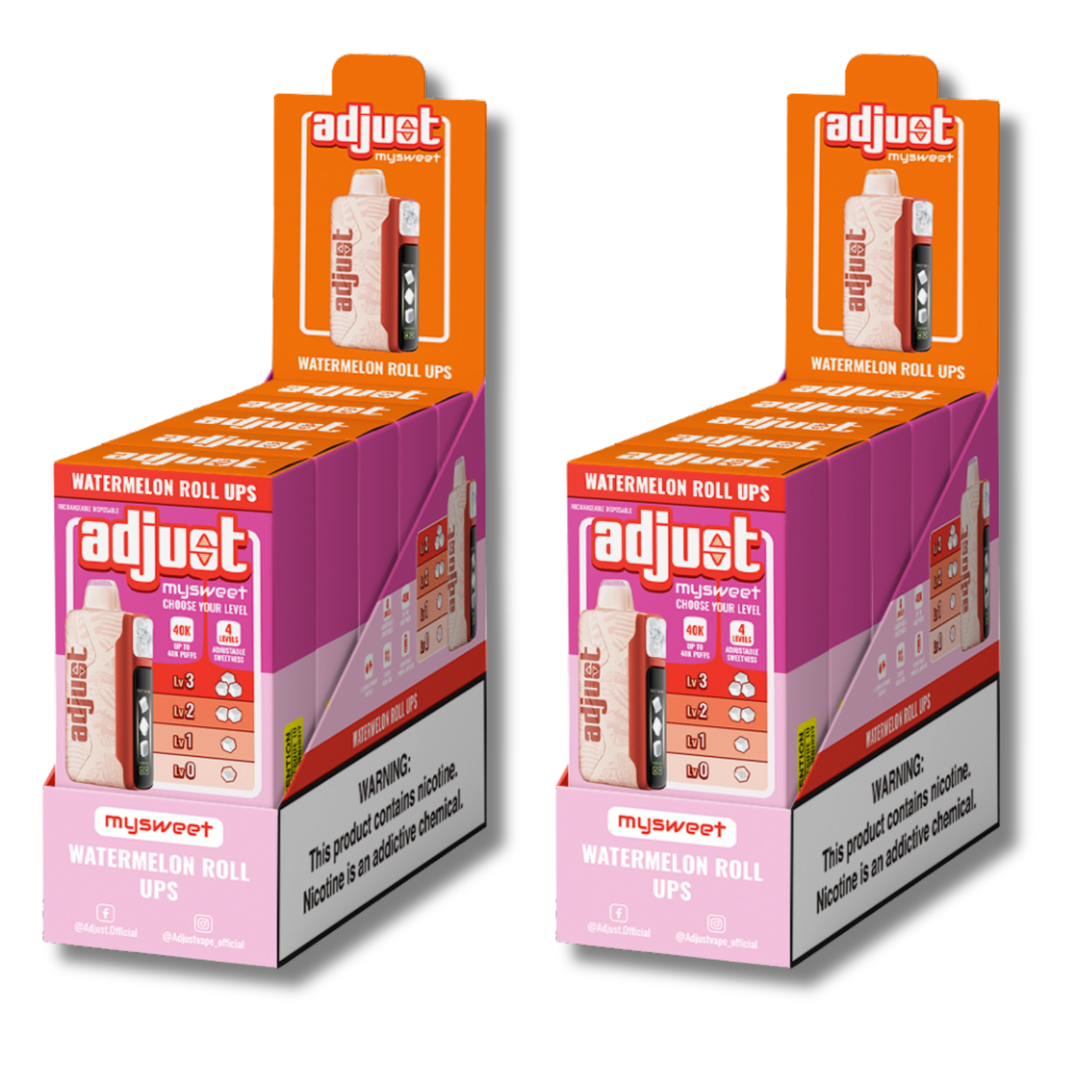 Adjust Vapes' Watermelon Roll Ups 40K Puffs Sweet & Juicy Adjust Vapes' Watermelon Roll Ups 40K Puffs Sweet & Juicy