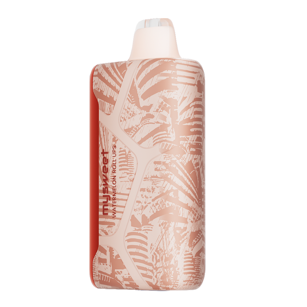 Adjust MySweet Disposable Vape Device in Red and White - Featuring a sleek rechargeable design with adjustable sweetness levels displayed on an interactive screen, offering a modern vaping experience.